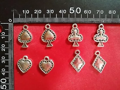 Buy 8 Heart Diamond Spade Club Alice In Wonderland Silver 3D Jewelry Bag Charm • 2.25£