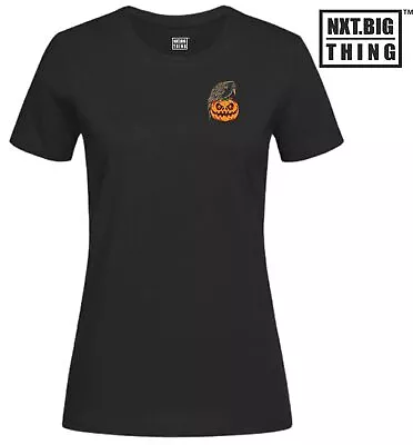 Buy Crow Pumpkin T Shirt Pocket Halloween Trick Or Treat Scary Horror Gift Women Top • 11.99£