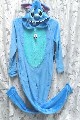 Buy Disney Stitch Faux Fur Fleece Hooded One Piece Union Suit Pajamas Costume~m*8*10 • 13.38£