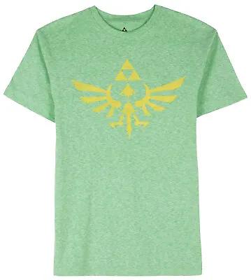 Buy Nintendo Zelda Triforce Logo Green Heather Men's Graphic T-Shirt New • 13.29£
