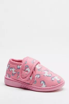 Buy Infant Easy Fasten Pink Unicorn Cosy Slippers Kids Size 10/11 Girls - 9813 • 8.99£
