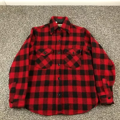 Buy Vintage LL Bean Shirt Jacket Flannel Wool Buffalo Plaid Shacket Red Womens Small • 94.49£