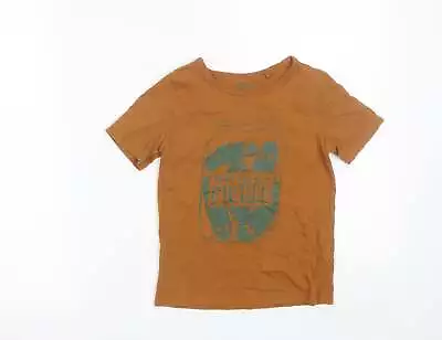 Buy TU Boys Brown Cotton Basic T-Shirt Size 3-4 Years Round Neck - Pickles • 3£