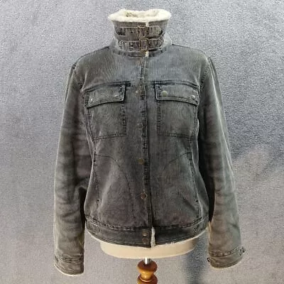 Buy Dorothy Perkins Tan Black Jacket Corduroy Cord Padded Faux Fur Vintage Uk 14 • 15.99£