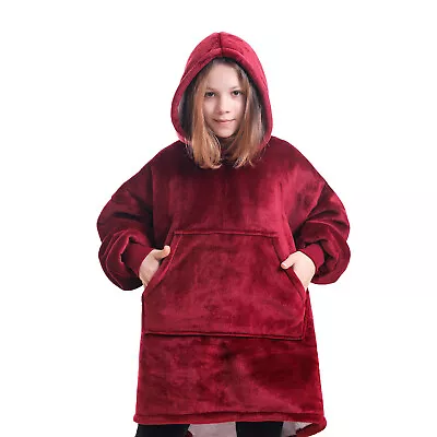 Buy Adults Kids Hoodie Oversized Blanket Sherpa Fleece Ultra Giant Hooded Sweatshirt • 5.99£