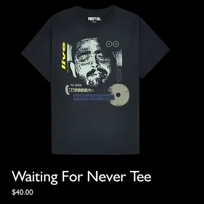 Buy Post Malone Waiting For Never T-shirt Size Medium • 23£