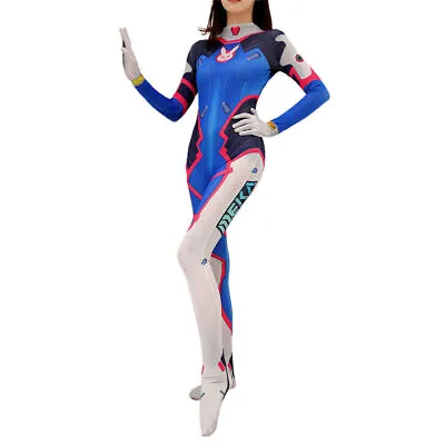 Buy Game Overwatch DVa Cosplay Party Clothes Women Blue Halloween Carnival Jumpsuit♤ • 15.11£