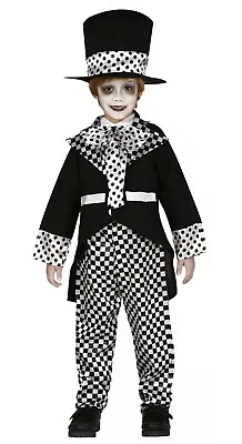 Buy Kids Mad Hatter Costume Joker Fancy Dress Clown Outfit Black And White Age 4-12 • 14.99£