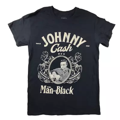 Buy Official Johnny Cash The Man In Black T Shirt Size S Navy Music Graphic Tee • 12.59£