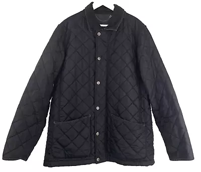 Buy John Lewis Mens Black Dimond Quilted Jacket Corduroy Collar Size Large • 14.99£