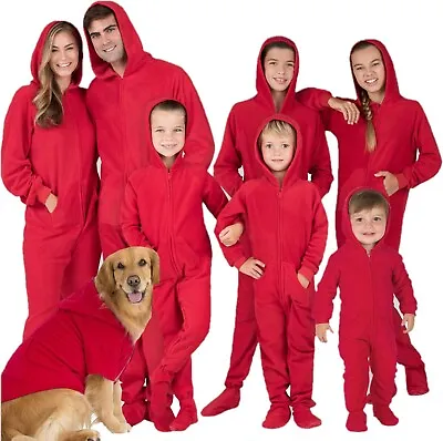 Buy Family Matching Bright Red Hoodie Fleece One Piece • 18.25£