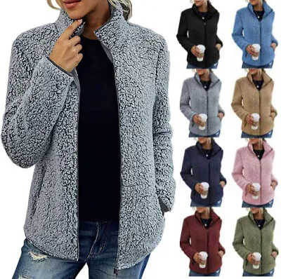 Buy Women's Fleece Coat Cardigan Hoodies Fluffy Fur Teddy Bear Winter Jacket Outwear • 15.22£