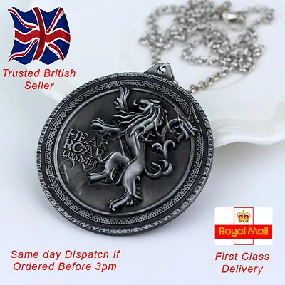 Buy Game Of Thrones Jewellery Lannister Lion Antique Silver Pendant Necklace  • 3.49£
