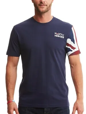 Buy Help For Heroes Men's Union Jack Sleeve Patriotic T-Shirt In Navy • 22£