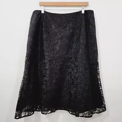 Buy Jones New York Woman Petite Black Floral Lace A-line Skirt Plus Size 20WP • 19.96£