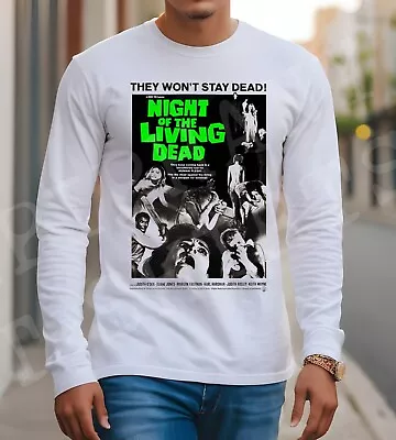 Buy Men's Night Of The Living Dead Long Sleeve T-Shirt Retro 60's Horror Zombies • 13.95£