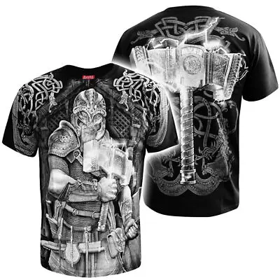 Buy T-Shirt Black Nordic Valhalla Viking Ragnar Odin Thor Wikinger Vikings Mjolnir • 16.50£