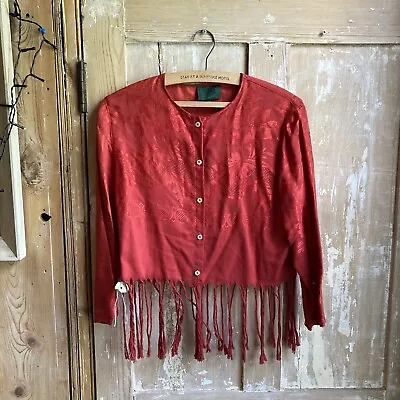 Buy Jean Paul Gaultier Junior Red Floral Fringed Blouse Button Red Jacket Size S  • 85£