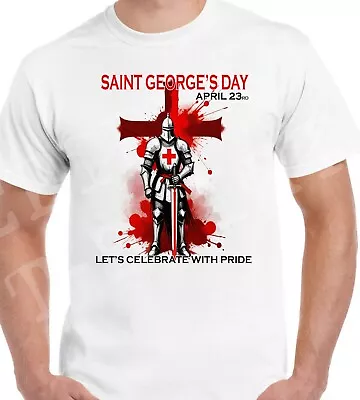 Buy St Georges Day T-Shirt Gift Saint George English Flag England Celebrate Pride • 8.99£