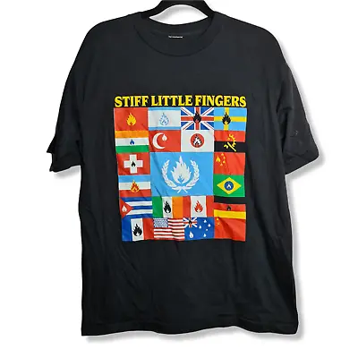 Buy Vintage Stiff Little Fingers Flags And Emblems Tour Shirt 1991 L • 65£
