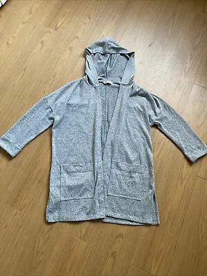 Buy M&S Grey Marl Knitted 3/4 Sleeve Longline Open Front Hoodie Cardigan UK 10 NEW!! • 10£