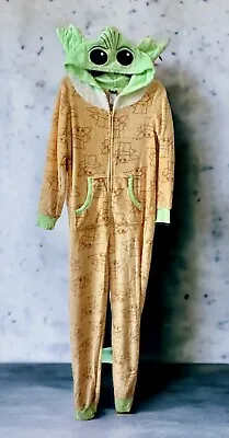 Buy Star Wars Grogu Baby Yoda Womens Pajamas Sleepwear Hooded One Piece Union Small • 20.15£