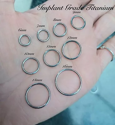 Buy Implant Grade TITANIUM - Hinged Segment Ring Hoop Earring Lip 0.8mm, 1mm 6mm 20g • 5.69£
