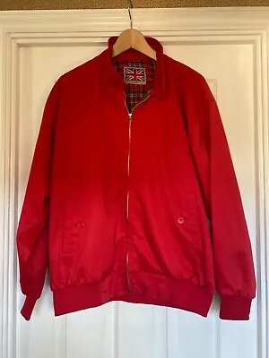 Buy Mens Red Retro Style Harrington Bomber Jacket Tartan Lining Scooter (Large) • 15.99£
