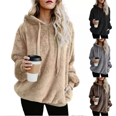 Buy Women Teddy Bear Hoodie Coat Winter Warm Fluffy Hooded Pullover Sweatshirt Tops • 18.95£
