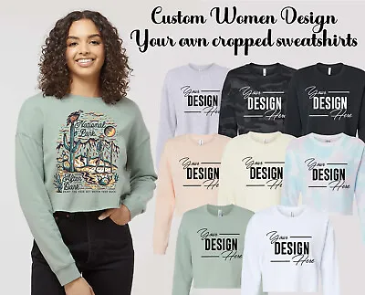 Buy Ink Stitch Design Your Own Custom Printed Women Cropped Crewneck Sweatshirt • 34.96£
