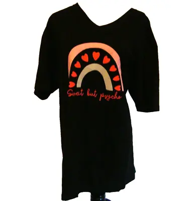 Buy New Next Level Short Sleeve V-Neck T-Shirt  Sweet But Psycho  Black Sz M • 9.46£