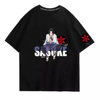 Buy Anime Naruto Sasuke Pure Cotton Short Sleeved T-shirt For Male Students Loose Sh • 23.99£