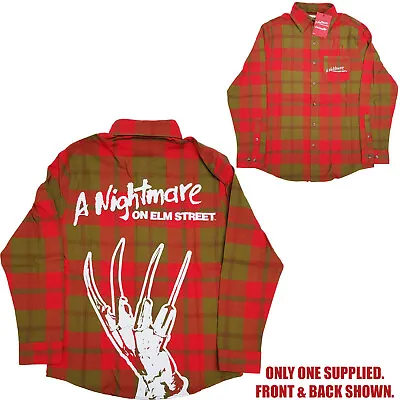 Buy Cakeworthy A Nightmare On Elm Street Plaid Flannel Shirt Freddy Krueger Horror • 54.99£