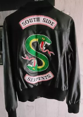 Buy Ladies Riverdale Southside Serpents Leatherette Bomber Jacket Size 18 • 9.99£