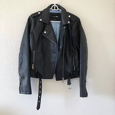 Buy FASHION NOVA Faux Leather Moto Jacket Black Women Size Medium • 26.51£