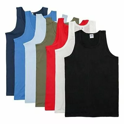 Buy 12 Pack Mens Plain Vest Multi Basic Regular Fitted Cotton Tank Top Plus Size 5XL • 25.99£