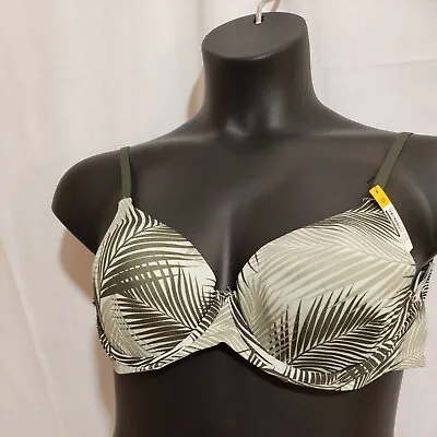 Buy 32D Kindly Bra Style 40002, Green Leaf Print, Smooth Lined Cups, Underwire. New • 15.43£