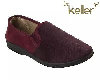 Buy Mens Dr Keller Red Memory Foam Comfy Fully Fleece Lined Slippers Shoes Size • 16.95£