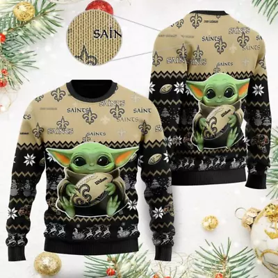 Buy New Orleans Saints Baby Yoda Christmas Unisex Knitted Sweater. • 33.75£