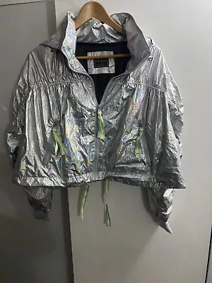 Buy Guess Silver Packable Hooded Jacket Coat Bright Silver Size US Tag Size S. Uk 12 • 30£