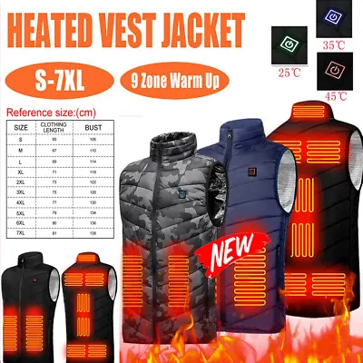 Buy Heated Vest Warm Gilet Winter Men Women Electric USB Jacket Heating Coat Thermal • 17£