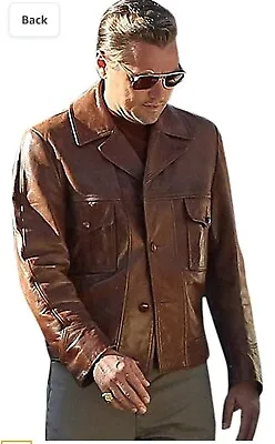 Buy Men Leonardo DiCaprio Once Upon Time Hollywood Leather Jacket Vintage Style Coat • 87.32£