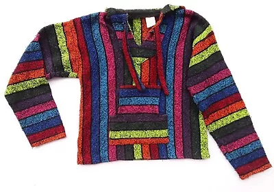 Buy KARMA Mexico Woven Fabric Rainbow Hoodie, Hippy, Festival Size S • 16£