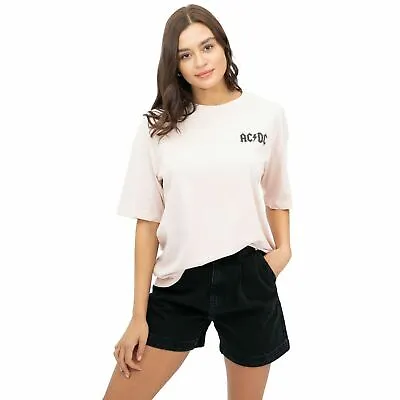 Buy Official AC/DC Ladies 1982 Rock Tour Oversized T-Shirt Blush Pink S - XL • 13.99£