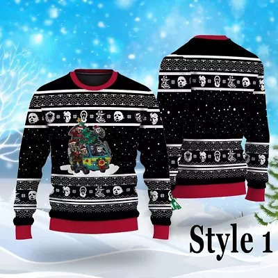 Buy Scary Christmas Sweater, Horror Friends Knitted Sweater. • 37.88£