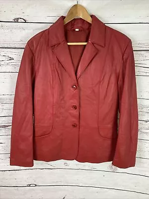 Buy Red Leather Jacket M Blazer Vintage VGC • 44.99£