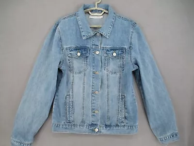 Buy Atmos & Here Jacket Womens 16 Blue Denim Pockets Button Collared Wash Light • 22.10£