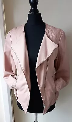 Buy Red Herring Faux Leather Biker Jacket Blush Pink Ladies Womens Size 8 VGC • 22.62£