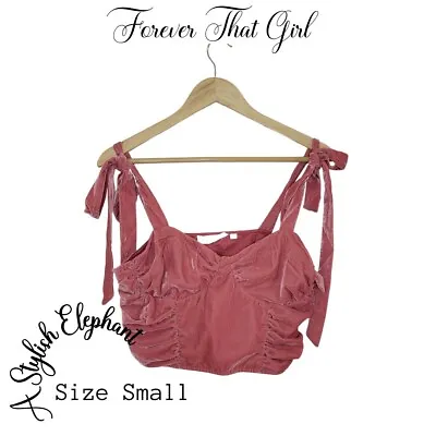 Buy Anthropologie Forever That Girl Tank Top Womens Small Pink Velvet Cropped Party • 43.43£