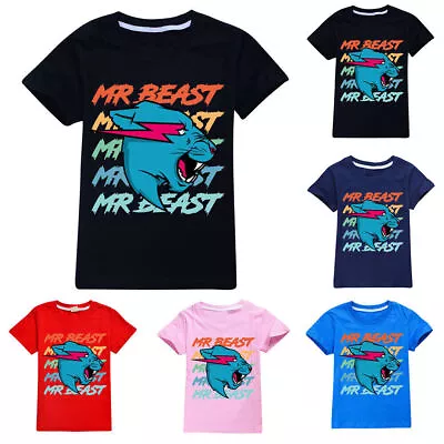 Buy Kids Boys Girls Mr Beast Short Sleeve Cotton T Shirt Youtuber Merch Gamer Top • 11.21£